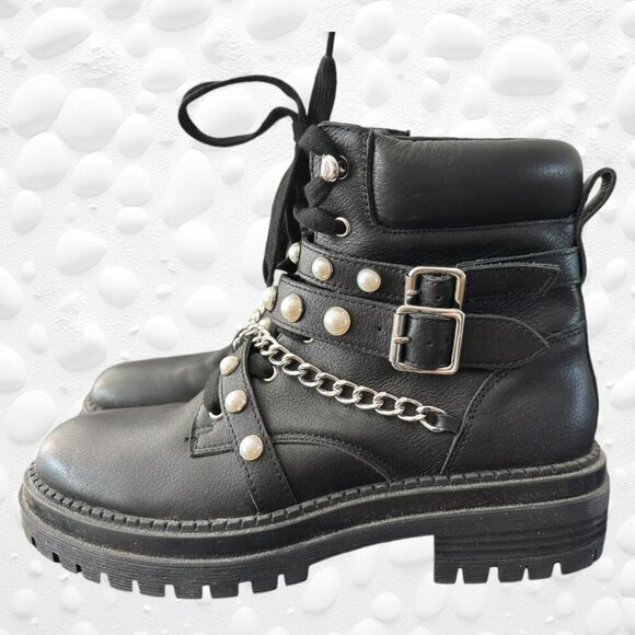 Design Lab Pearl/Chain Boots Size 8 NWT original box - Picture 7 of 13
